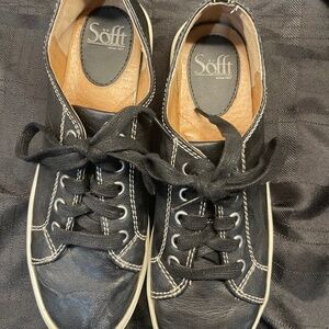 Sofft Baltazar 1105101 Women  Black Leather Round Toe Lace-Up Sneaker Shoes sz 7